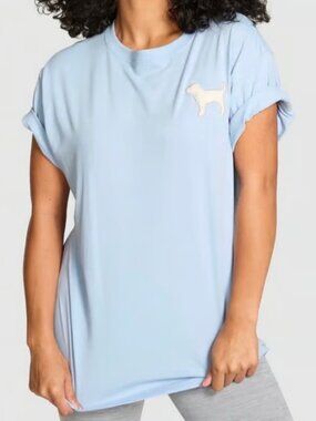 VS PINK Limited Edition Icy Blue Sherpa Puppy Cotton Short-Sleeve Tee NWT